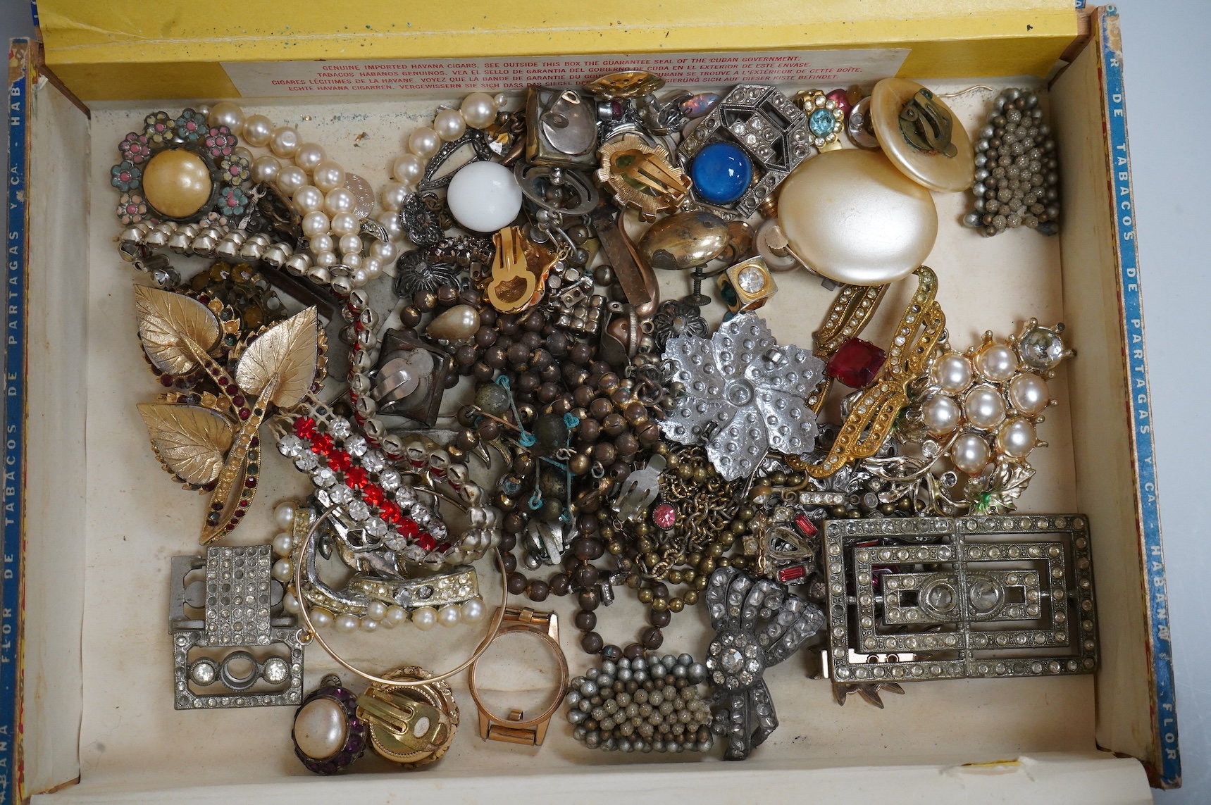 A group of assorted costume jewellery, glass beads etc.